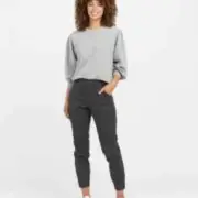 NWT Spanx Stretch Twill Ankle Cargo Pants Tall in Washed Black Size Small