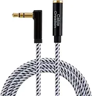3.5mm Audio Extension Cable, Angle 3.5mm Male to Female Aux Extension Cord Compatible with Beats Headphones, Echo Dog, Phones, Speakers, Home& Car Stereo, 3Feet