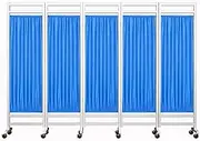 Folding Hospital Privacy Screen, Portable Partition Screen, Room Divider 3/4/5/6 Panel,Temporary Wall Divider with Double Side Wheels & Brakes,Easy to Move,5 Panels