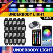 20x RGB LED Rock Pods Lights Kit Underbody Neon Music Lamp Light Bluetooth APP A