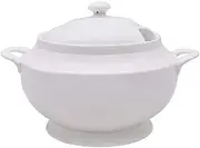 Double Handled Soup Bowls with Lid, White Ceramic Soup Pot Serving Soup Bowl with Lid Large 2L Ceramic Soup Bowls with Handles Household Restaurant Use