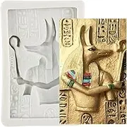 MINFEIDMS Egyptian Anubis Silicone Fondant Mould Anubis Sphinx Mum Chocolate Mould Egypt Candy Mould for Sugar Cake Decorating Cupcake Topper Rubber Paste Polymer Clay