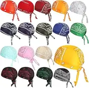 [Xaatren] 18 Pieces Do Rag Skull Cap Paisley Pattern Bandanna Biker Head Wraps Quick-Drying Hats, Sweat Wicking Beanie for Men and Women, Multicolor, 4XL, Multicolor