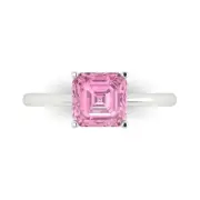 2.0 ct Asscher Cut Pink Stone Wedding Promise engagement Ring 14k White Gold