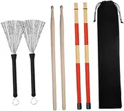 QUMIIRITY Lightweight Drum Sticks Wire Brushes Set for Jazz Music Lovers Durable Drum Accessories with Portable Drawstring Storage Bag for Acoustic Drummers and Practice Sessions