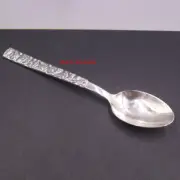 Solid 999 Fine Silver Spoon Lotus Leaf Pattern Handle Dinner Spoon 5.86inch