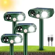 4Pack Solar Ultrasonic Cat Repellent Outdoor Animal Repellent with Motion Detection&Flash Light Waterproof Animal Deterrent Devices Deer Repellent Devices for Squirrel Rabbit Skunk Repellent for Yard