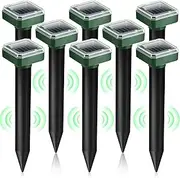 Upgrade Mole Repellent for lawns Gopher Repellent Ultrasonic Solar Powered Snake Repellent Deterrent Mole Repeller Vole Repellent Outdoor Lawns Garden Yard All Pests Sonic Spikes Stakes Chaser (8)