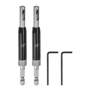 2pcs Self Centering Drill Bit Set 1/4" Hex Shank 1/4" for Hinges, Black