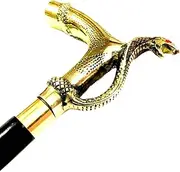 Cobra Walking Stick Handle Handmade Brass Victorian Designer Cobra Handle Wooden Walking Stick Vintage Canes Use for Men and Women Gift by MARITIME NAUTICAL.,Black,39 inches (Approx.)