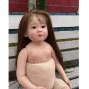 30" Unfinished Reborn Doll Kit Unassembled Toddler Girl Long Yellow Hair Rooted