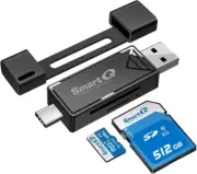 SmartQ 2-in-1 USB-C & USB 3.0 SD Card Reader – Compatible with SDXC, SDHC, SD,