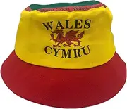[eBoutik] Wales Cymru Bucket Hat - Sport Welsh Dragon Stripe Red, White & Green Novelty Hat - World Cup Football & Rugby, Multicolor
