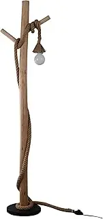 [Lexi Lighting] Lea Floor Lamp, Black Metal Base, Natural Timer Stand, E27 Robe Bulb Holder, 152cm Height Tree-Like Wooden Hanger, Novelty Hemp Rope Hanging Light