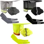 [Swakuta] 12 Pcs Hard Hat Face Scarf Sun Shade Sun Block Bandana Full Brim Mesh Neck with UV Reflective Arm Sleeves