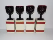 SET OF (4) VINTAGE 1986 AVON RUBY RED CAPE COD WATER GOBLETS - BRAND NEW IN BOX