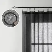 Black Sheer Linen Curtains for Living Room,Sheer Curtains for Living