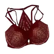 Victoria's Secret, Dream Angels, Dark Red Lace Front Opening Push-Up Bra, 32DD
