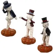 3 Pcs Mummy Ornaments Halloween Evil Statues Gnomes Toy Christmas Decoration