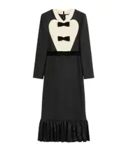 Valentino Bow Detailed Peplum Hem Midi Dress IT40,IT50,IT44,IT42,IT38,IT48,IT36,IT46 Black/Light Beige