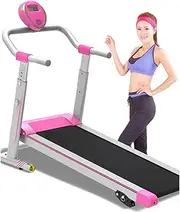 Household Small Treadmill Foldable Mechanical Treadmill Walking Machine,Ultra-Quiet Fitness Aerobic Sports Equipment Adjustable Height Slope Adjustment,Pink