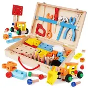 Wooden Kids Tool Set,Tool Kit for Kid with Wooden Tool Box,Educational DIY