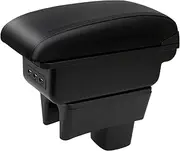 Car Armrest for Swift 2005-2018 Double Layer Console Center Large Storage Box with 3 USB Charging Port Black Stitching