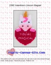 Valentine's Day Unicorn Magnet-Plastic Canvas Pattern/Kit