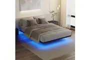 Advwin Queen Floating Bed Frame with LED Lights Metal Platform Bed Frame Black