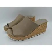 Sorel Womens Size 9 Omega Taupe Sea Salt Cameron Platform Wedge Sandals Mules