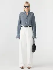 Indigo Check Crop Shirt