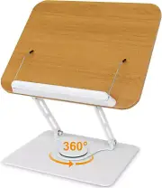 Book Stand Reading Cookbook Holder 360 Rotating Base Page Clips Display Textbook
