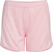 [adidas] Girls' Little Elastic Waistband 3 Stripe Mesh Short, Medium Pink, Small (7/8)