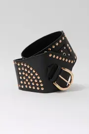 Brown Wide Hip Waist Rivet Western Belt - Size ONE, Women's Belts