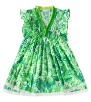 [Poupette St Barth Kids] Poupette St Barth Kids Sasha floral fringed lace-trimmed dress Y 2 green