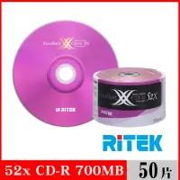在飛比找momo購物網優惠-【RITEK錸德】52x CD-R白金片 X版/50片裸裝
