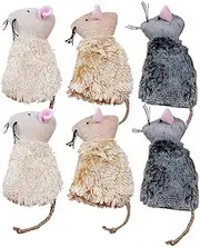 DRESSOOS Cat Chewing Toys 6pcs Plush Mice Cat Toys Safe Material for Pet Entertainment