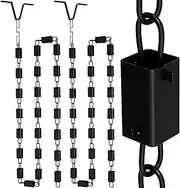 2Pcs Square Rain Chain, Black Rain Chains for Gutters 8.5 FT, Durable Black Powder-Coated Aluminum, Rain Chains for Outside, Adjustable Rain Catcher Chain, Premium Rain Chains for Gutters
