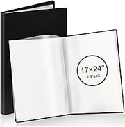 A2 Heavy Duty Binder with Plastic Sleeves 17 x 24 Inch Portfolio Folder with 30 Clear Sheet Protectors Art Portfolio Folder for Artwork Poster Protector for Paper Album Storage Display (Black)