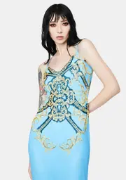 [AFRM] Teal Chain Amina Mesh Midi Dress