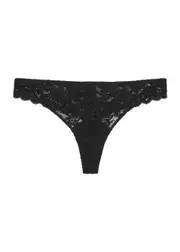 Hanro Moments Lace Thong - Black - M M