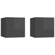 NNEVL Bedside Cabinets 2 pcs High Gloss Grey 30.5x30x30 cm Chipboard