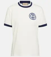 [Gucci] Gucci Logo embroidered cotton T-shirt AU 14 white