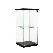 Display Cabinet Collection Storage Tempered Glass 2 Tier With Lock Black