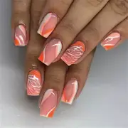 Autumn Orange Waves False Nail Medium Square Press on Nails for Nail Art 24pcs