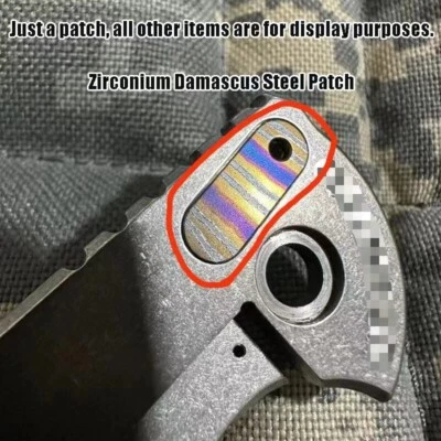 1 Piece Custom Zirconium - Damascus Steel Filler Tab for Rick Hinderer XM18 3.5”
