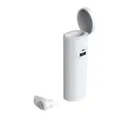 V21 Wireless bluetooth 5.0 Earphone Portable Single Earbuds Heavy Bass HD Calls Headphone with 2200mAh Power Bank WHITE COLOR