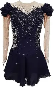 [Zagitova] Figure Skating Dress for Girls Patchwork Women Open Back Printing Competition Dance Outfits Shiny Rhinestone