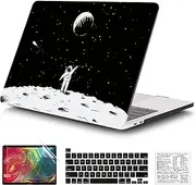 QCzyc Compatible with MacBook Pro 13 Inch Case M2/M1 2025 2022-2017 A2338 A2289 A2251 A2159 A1989 A1706 A1708 Plastic Hard Shell Case&Keyboard Skin&Mac OS Keyboard Sticker (Astronaut&Moon 1)