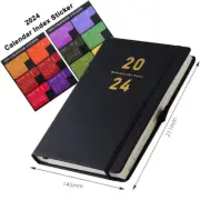 2024 Agenda A5 Planner Notebook 365 Days Notepad Daily Weekly Plan Diary with Ca